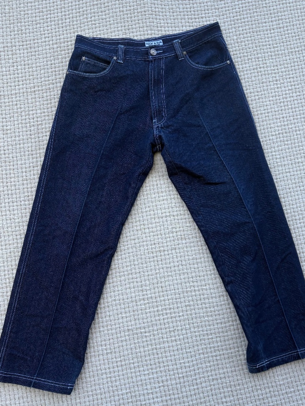 Rock n Run Mens Straight Leg Vintage Jeans Dark Blue  36x32
